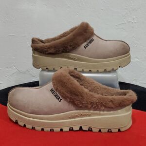 Vintage Y2K Skechers Jammers Fur Lined Clog Slip-Ons In Beige Size 10